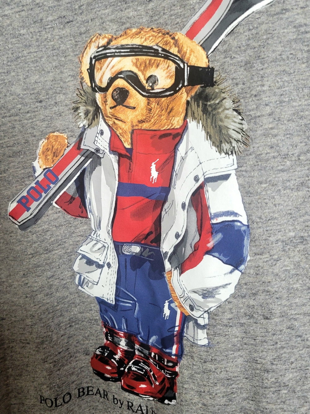 NEW Polo by Ralph Lauren Grey Polo Bear Ski BEAR Long Sleeve T-Shirt XXL